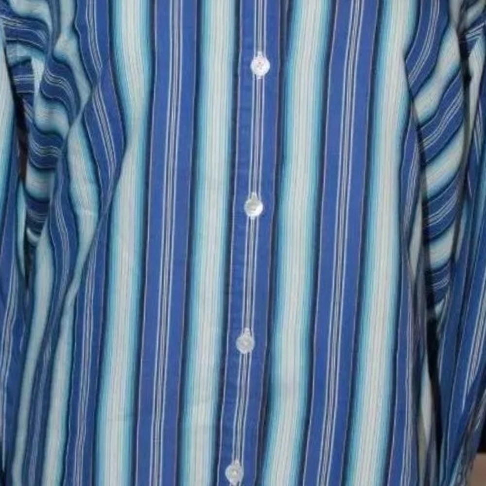 Jones New York Signature Striped Button Front Shirt XL Blue Black White - Picture 3 of 4
